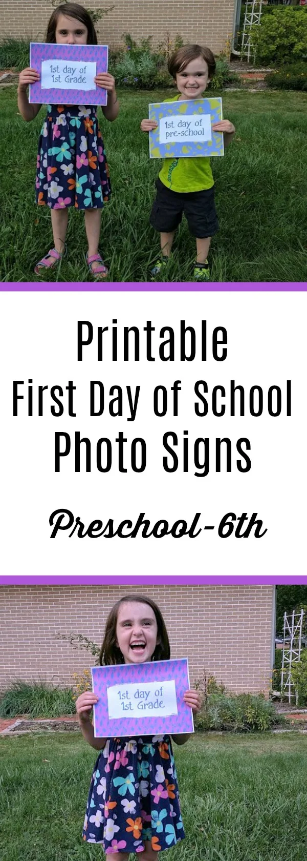 Looking for a simple way to make back to school memorable? Use these First Day of School printable photo signs to capture fun memories of your kids. These free printable signs have grade specific options that you can use year to year. Get preschool through sixth grade plus first day of middle school, high school, and college.