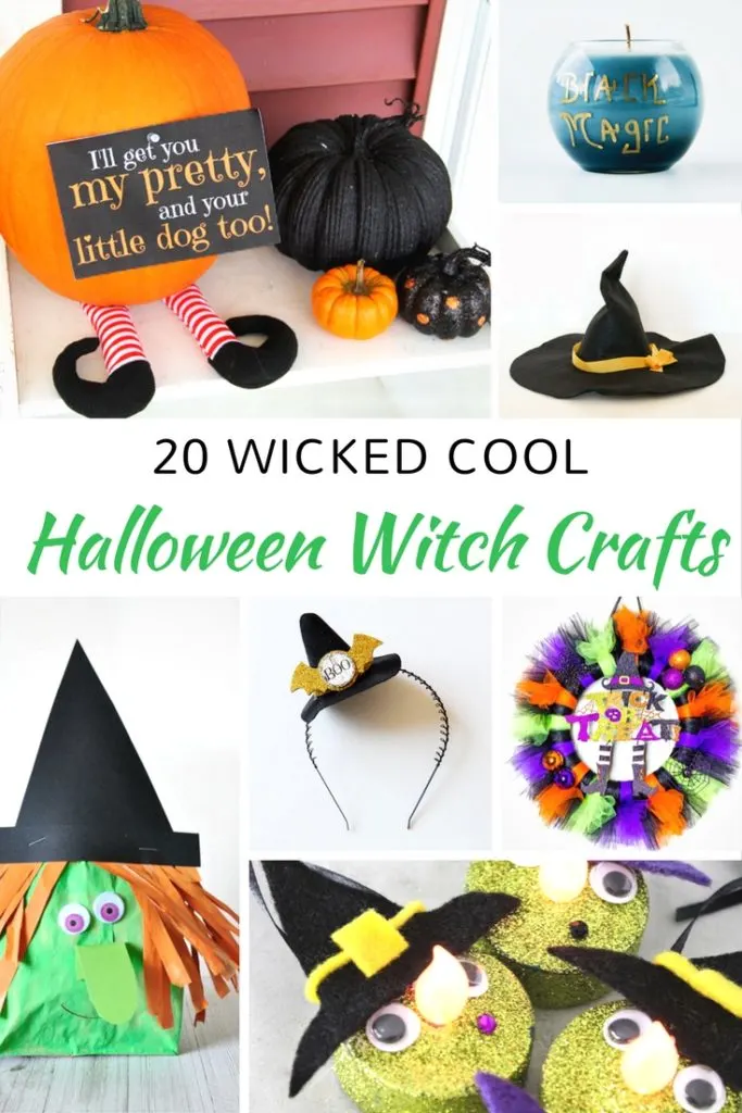 Awesome list of witch crafts for Halloween! Do you prefer cute and fun or spooky Halloween decor? Witches can be either one! This list has lots of fun DIY Halloween decoration ideas for adults to make as well as crafts for kids.