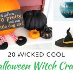 Awesome list of witch crafts for Halloween! Do you prefer cute and fun or spooky Halloween decor? Witches can be either one! This list has lots of fun DIY Halloween decoration ideas for adults to make as well as crafts for kids.