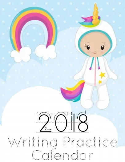 Fun unicorn themed writing practice printable sheets