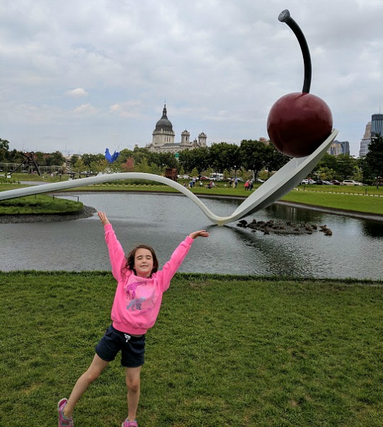 Fun photo opp with the cherry spoon bridge at Minneapolis Sculpture Garden