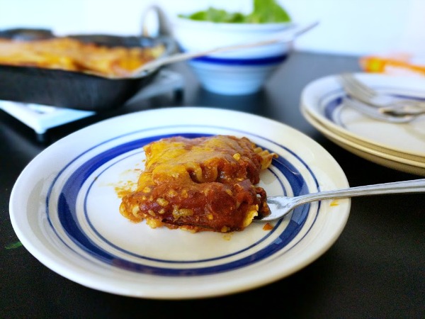On-Cor Lasagna plated for dinner.
