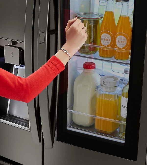 Easily see what is in the inside door compartment of this LG refrigerator