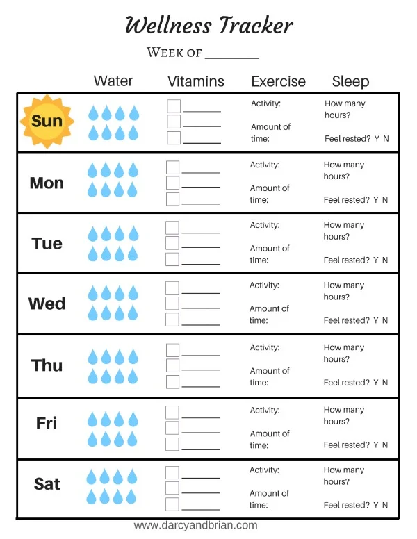 Free Printable Wellness Tracker for Personal Use