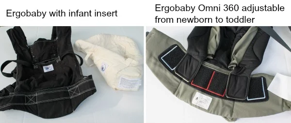 Comparing older Ergobaby with Omni 360 baby carrier