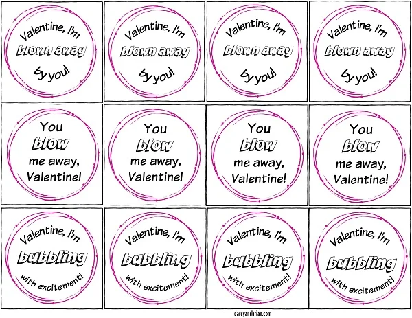 Cute printable valentines with bubble sayings