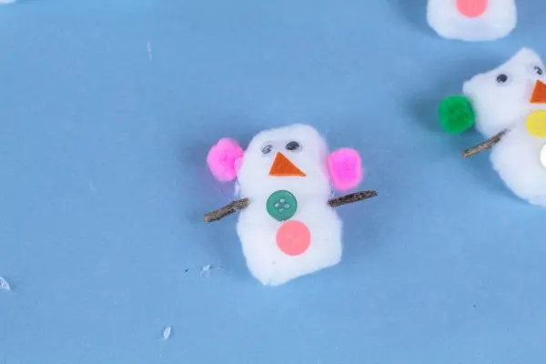 Cotton ball snowman winter craft for kids