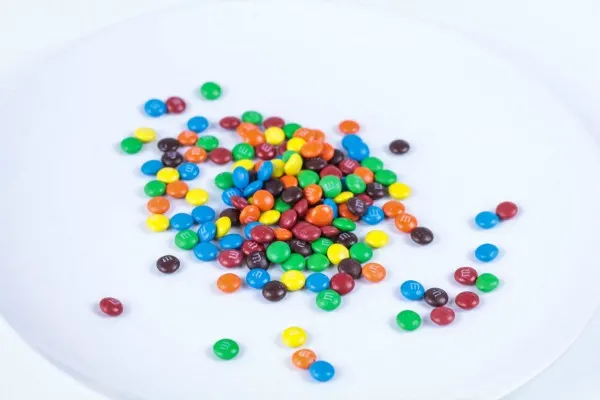 Gather your supplies for the candy rainbow activity