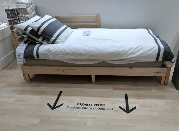 Double pull out bed display at IKEA Oak Creek