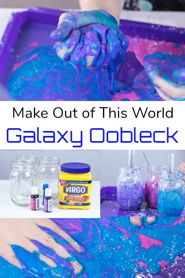 Looking for a fun kids activity? Kids will LOVE making galaxy oobleck for an out of this world hands-on science experiment. It's fun to play with and will keep kids busy, especially if they are stuck inside on a rainy day. Perfect for homeschool and classroom science centers!
