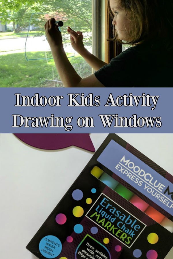 Looking for a fun indoor activity for kids? Use liquid chalk markers to write and draw on windows. Perfect for rainy days or when it is too hot or cold to play outside. Great summer boredom buster too! AD
