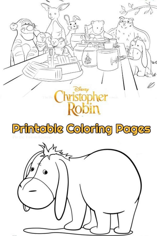 Do you love Winnie the Pooh? Are you excited for Disney's new Christopher Robin movie? Grab these free printable coloring pages of Winnie the Pooh, Tigger, Eeyore, Piglet, and more! #ChristopherRobin #Disney #coloring #coloringpages #kids #printables