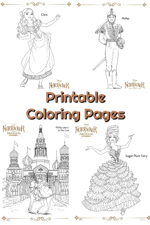 Grab these free printable coloring pages and activity sheets for Disney's The Nutcracker and The Four Realms. #nutcracker #disney #coloringpages #coloring #printables