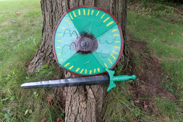 Completed sword and cardboard shield