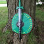 Completed sword and shield project with Plasti Dip