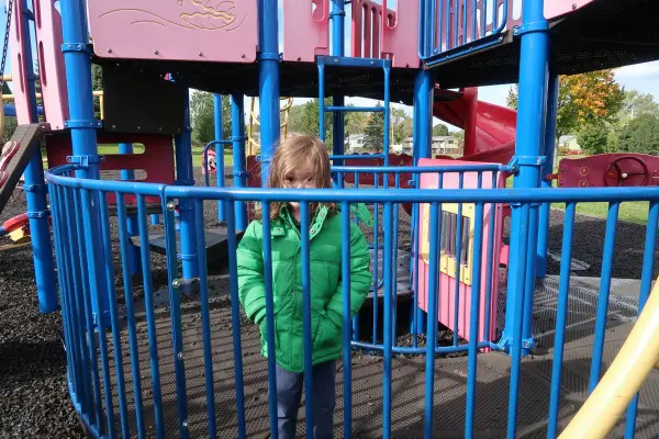 My son playing at Centennial Park inclusive playground in Grafton, WI