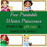 Looking for cute printable lunch box notes or printable gift tags? These holiday princess printables are perfect for both!
