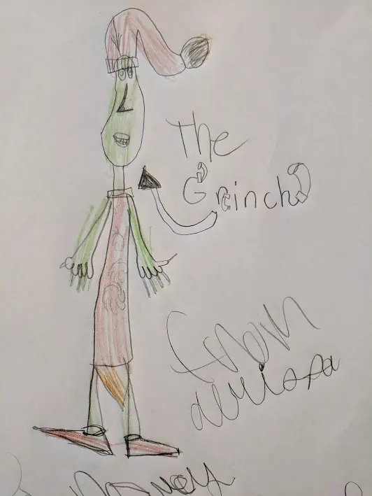 Child's drawing of The Grinch
