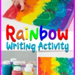 Mess-free sensory writing activity with rainbow paint.