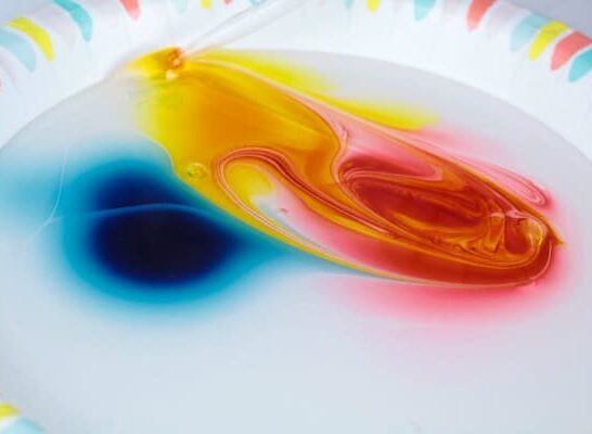 Mixing colors for viscosity art activity