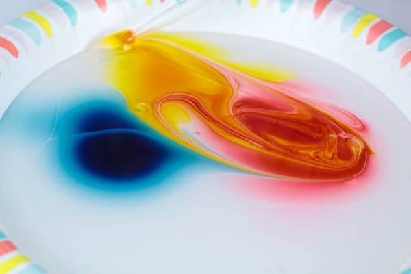 Mixing colors for viscosity art activity