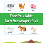Farm animal scavenger hunt with pictures for kids