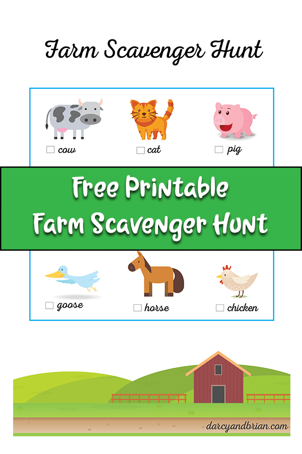 Farm animal scavenger hunt with pictures for kids