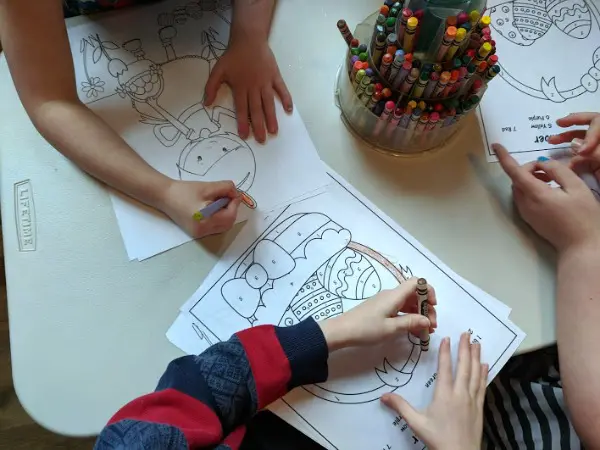 Kids coloring Easter basket color by number printables