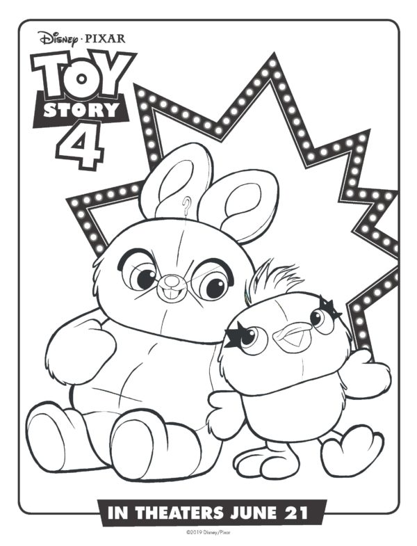 Preview image of Bunny and Ducky Toy Story 4 coloring page