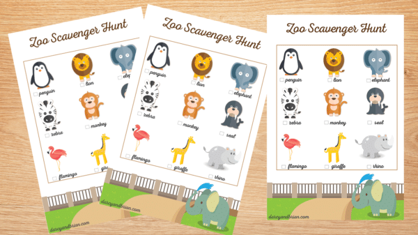 Zoo scavenger hunt printable sheets