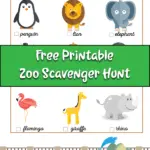 Zoo animals on a printable scavenger hunt for kids