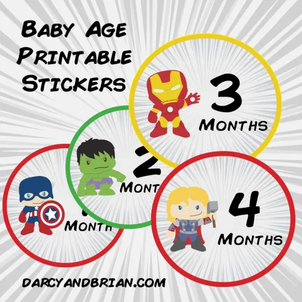 Babies assemble! Document your little superhero's first year with these cute Avengers themed monthly baby age stickers printable.