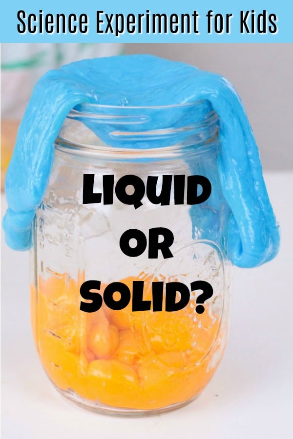 Looking for a hands on science activity for kids? Try this simple science experiment that explores different states of matter. Is it a solid or a liquid? What is a non-Newtonian liquid? Low mess kids activity for school or home.