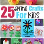 Collage of spring kids crafts