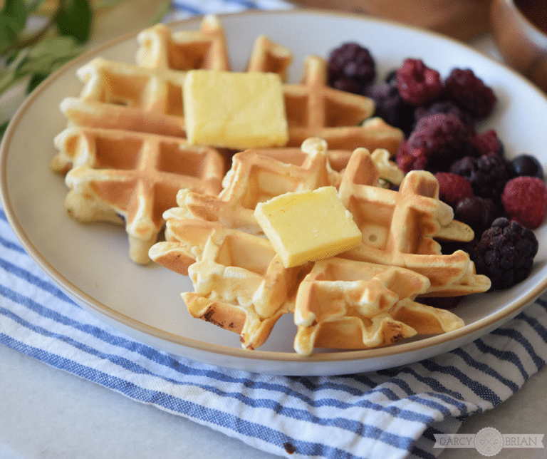Easy Homemade Buttermilk Waffle Recipe with Blackberries