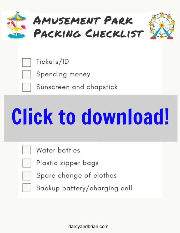 Printable Amusement Park Packing Checklist