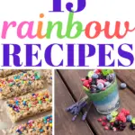 Collage of rainbow recipes for birthday parties