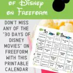 Preview of Disney movie calendar printable
