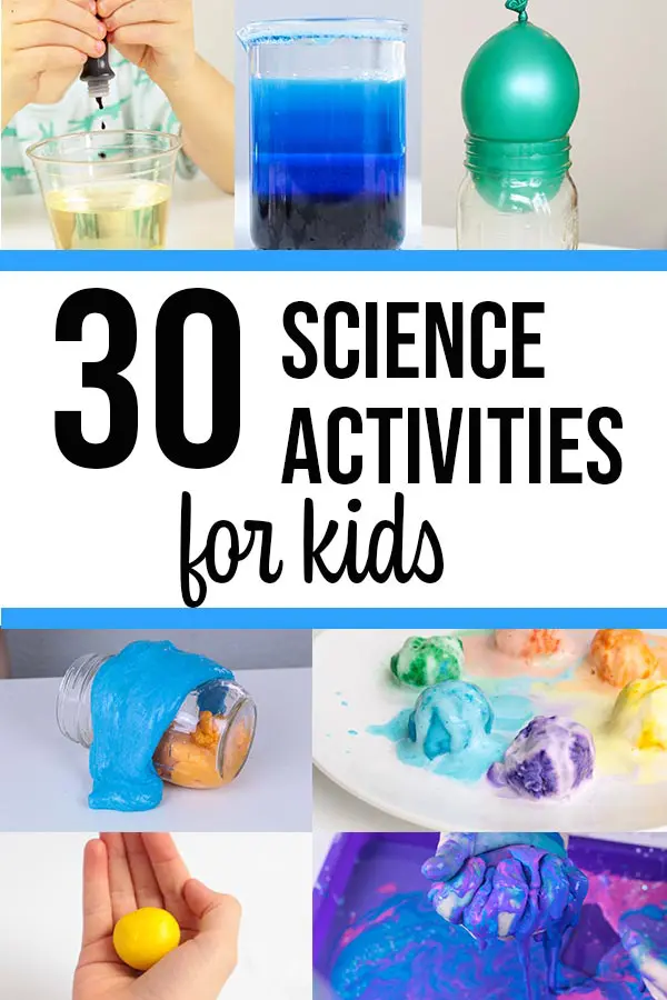 Image collage of science activities for kids