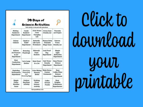 Preview image of science activity plan with text overlay to click to download