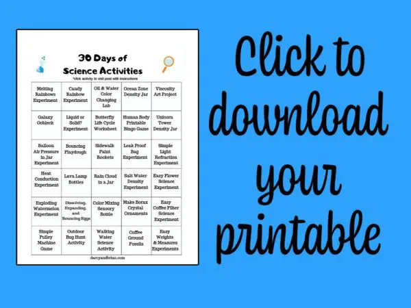 Preview image of science activity plan with text overlay to click to download