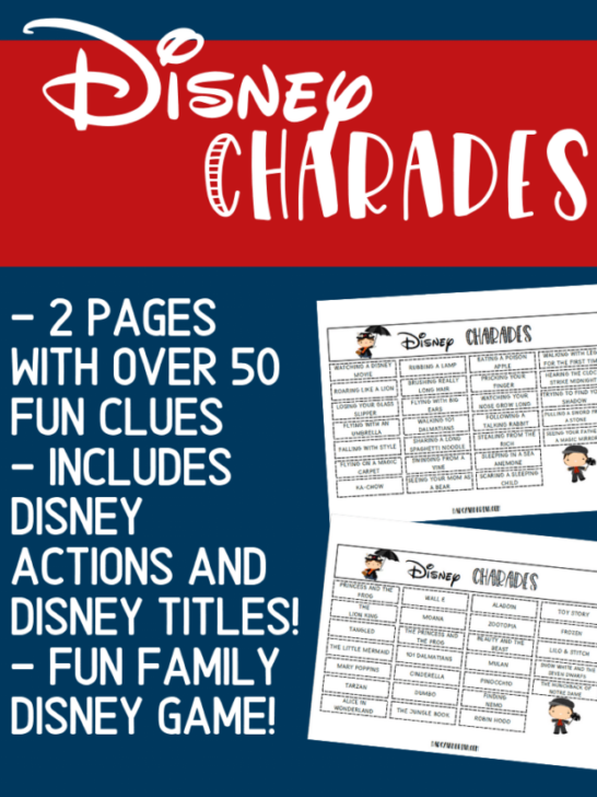 Preview image of printable Disney themed charades clues