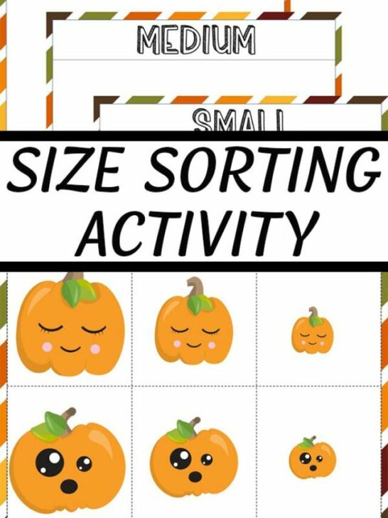 collage of preview images of pumpkin sorting activity printable