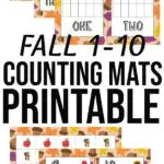 Collage of preview images of printable fall themed counting mats