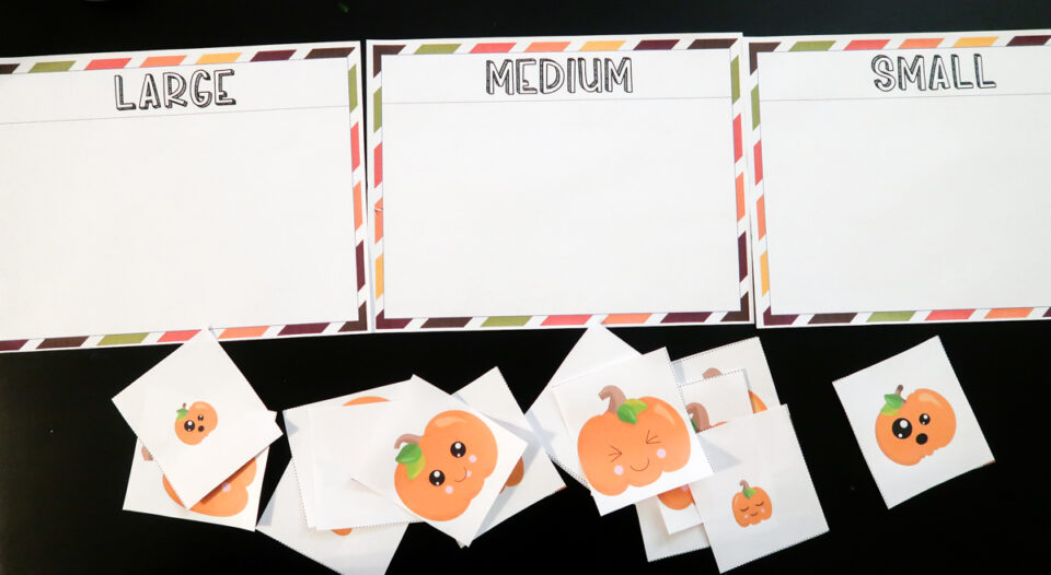 Pumpkin Size Sorting Activity for Preschool &amp; Kindergarten