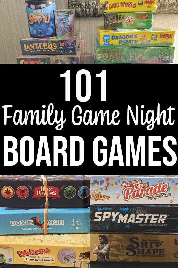 Collage of stacks of family board games