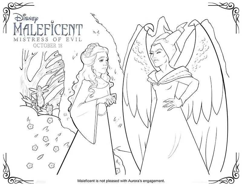 Coloring page image preview of Aurora and Maleficent