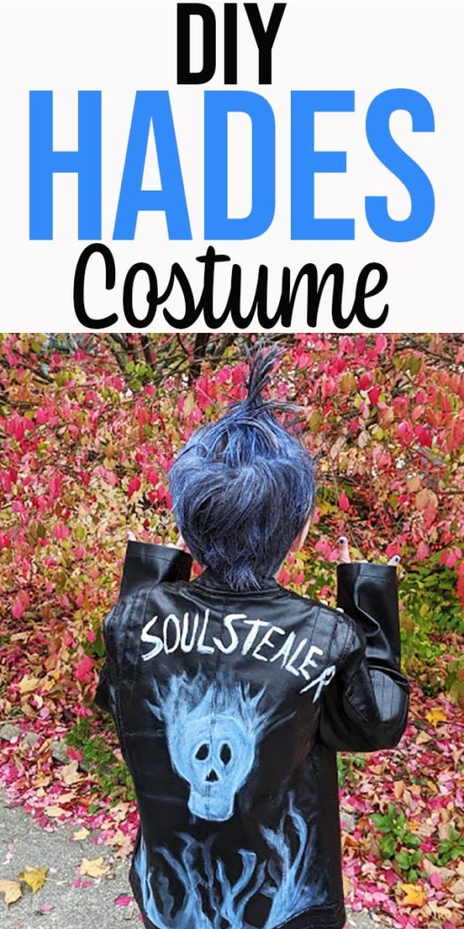 Back view of homemade Hades inspired Halloween costume.