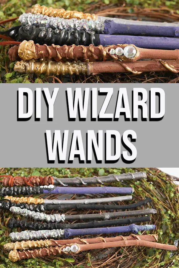 Collage of completed wand crafts