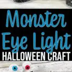 Collage of completed blue and red monster eye ball light projects